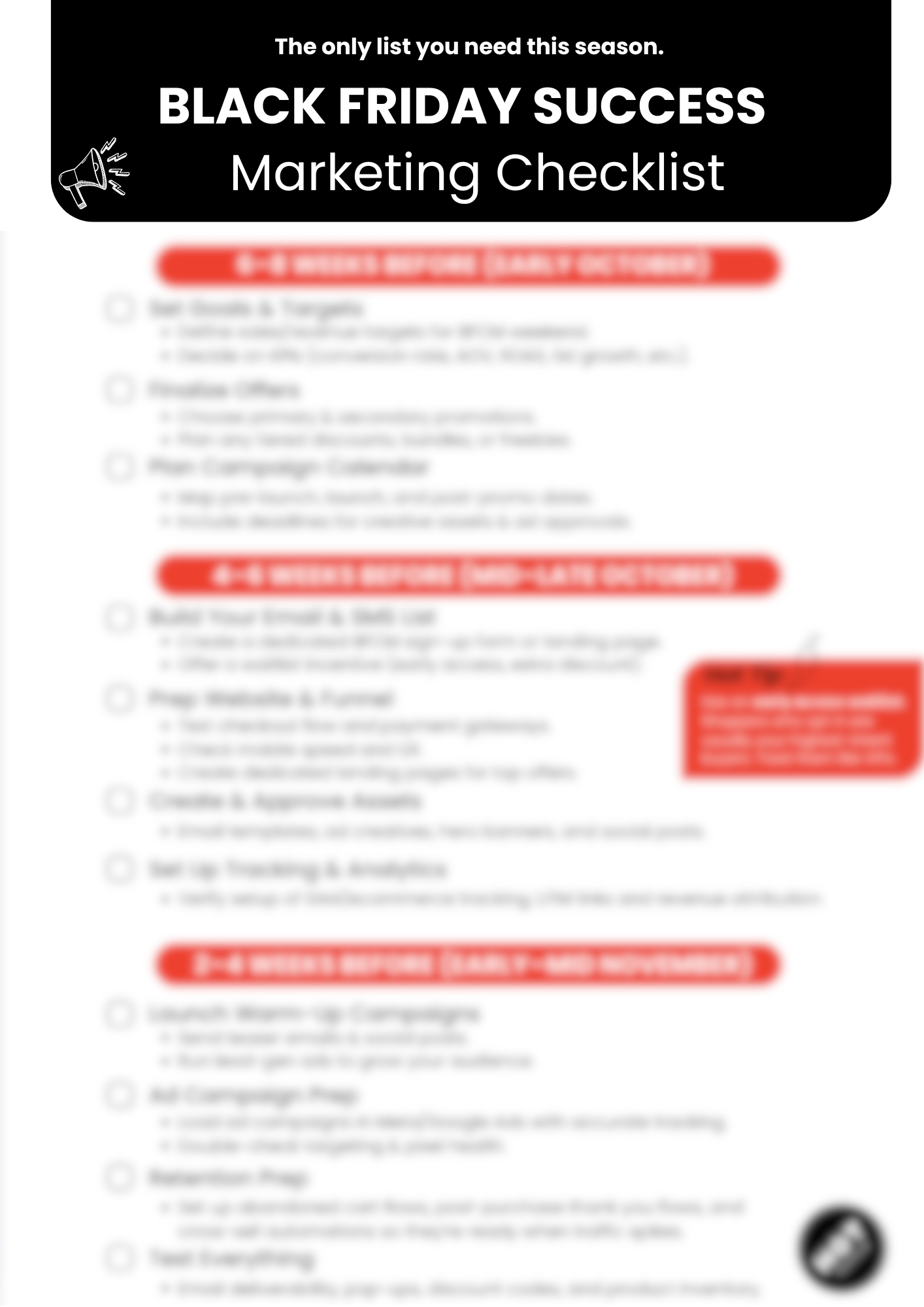 Black Friday & Cyber Monday Marketing Checklist 2025